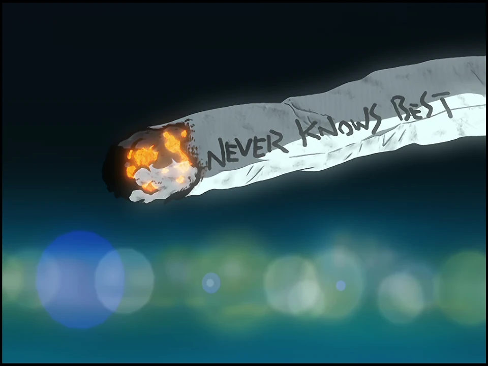真见美的香烟上写着 Never Knows Best